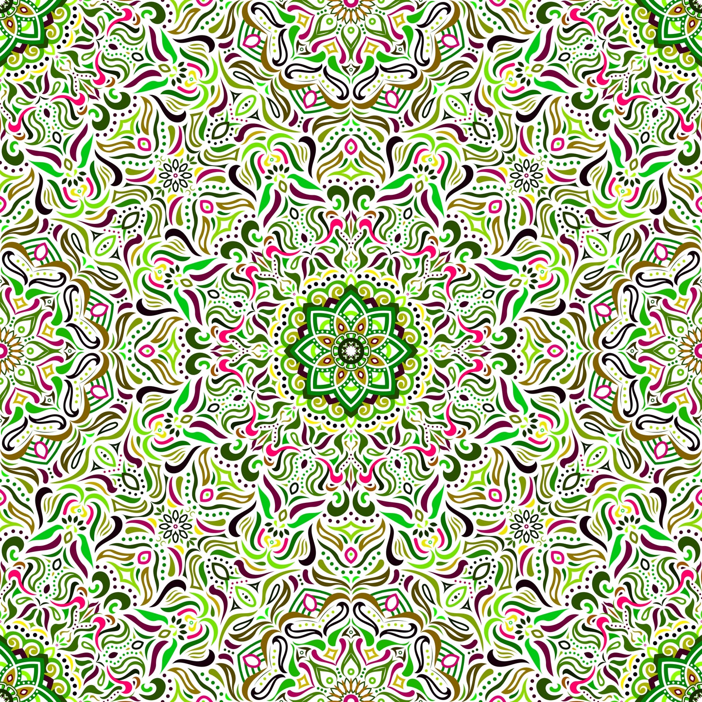 Green - Red Mandala Fabric 2009.1i