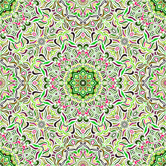 Green - Red Mandala Fabric 2009.1i