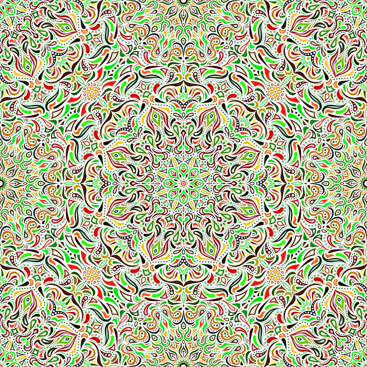 Green - Red - Yellow Mandala Fabric 2008.1i