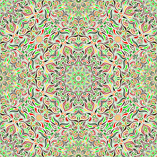 Green - Red - Yellow Mandala Fabric 2008.1i
