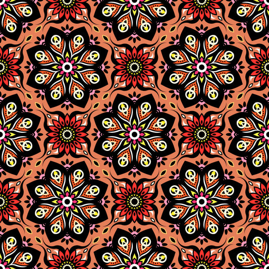 Orange - Yellow - Red Mandala Fabric - 236
