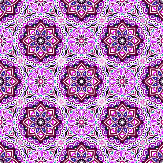 Purple - Turquoise - Pink Mandala Fabric 2009.3i