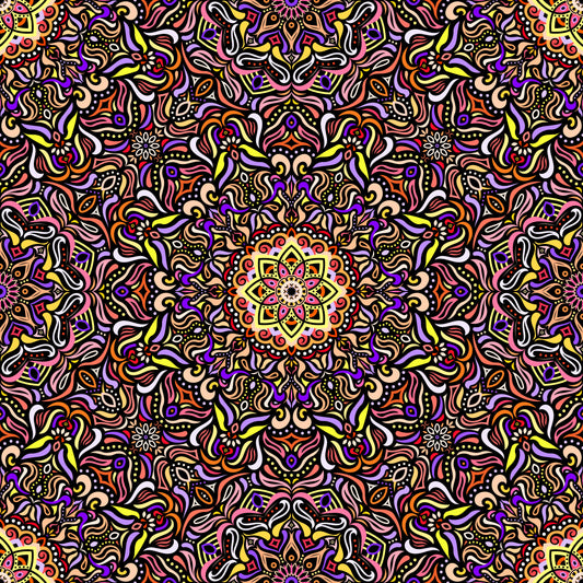 Orange - Purple - Yellow Mandala Fabric 2009.1
