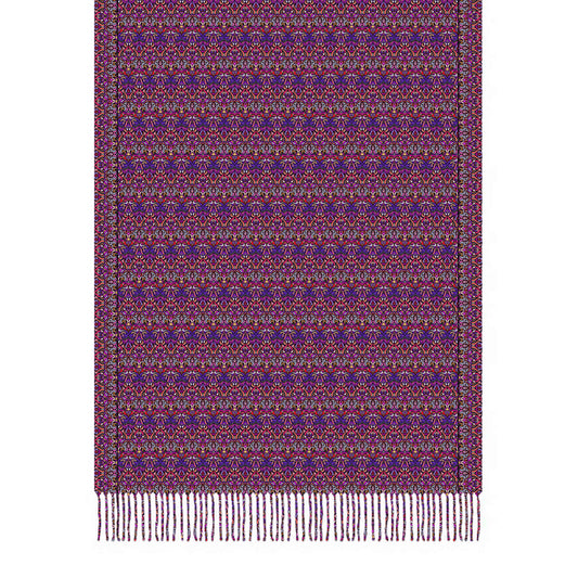 Orange - Purple - Pink Abstract Doodle Scarf with Tassels