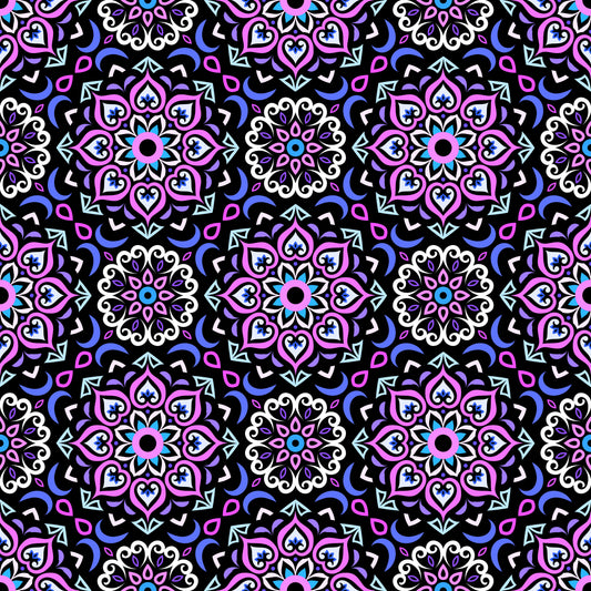 Purple - Blue Mandala Fabric - 213