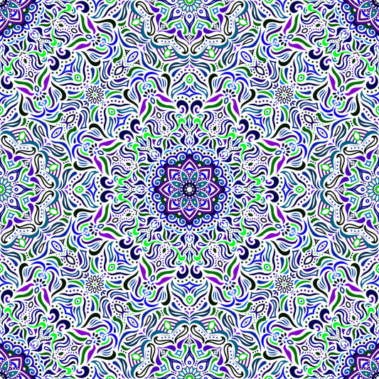 Blue - Green - Purple Mandala Fabric 2009.1i