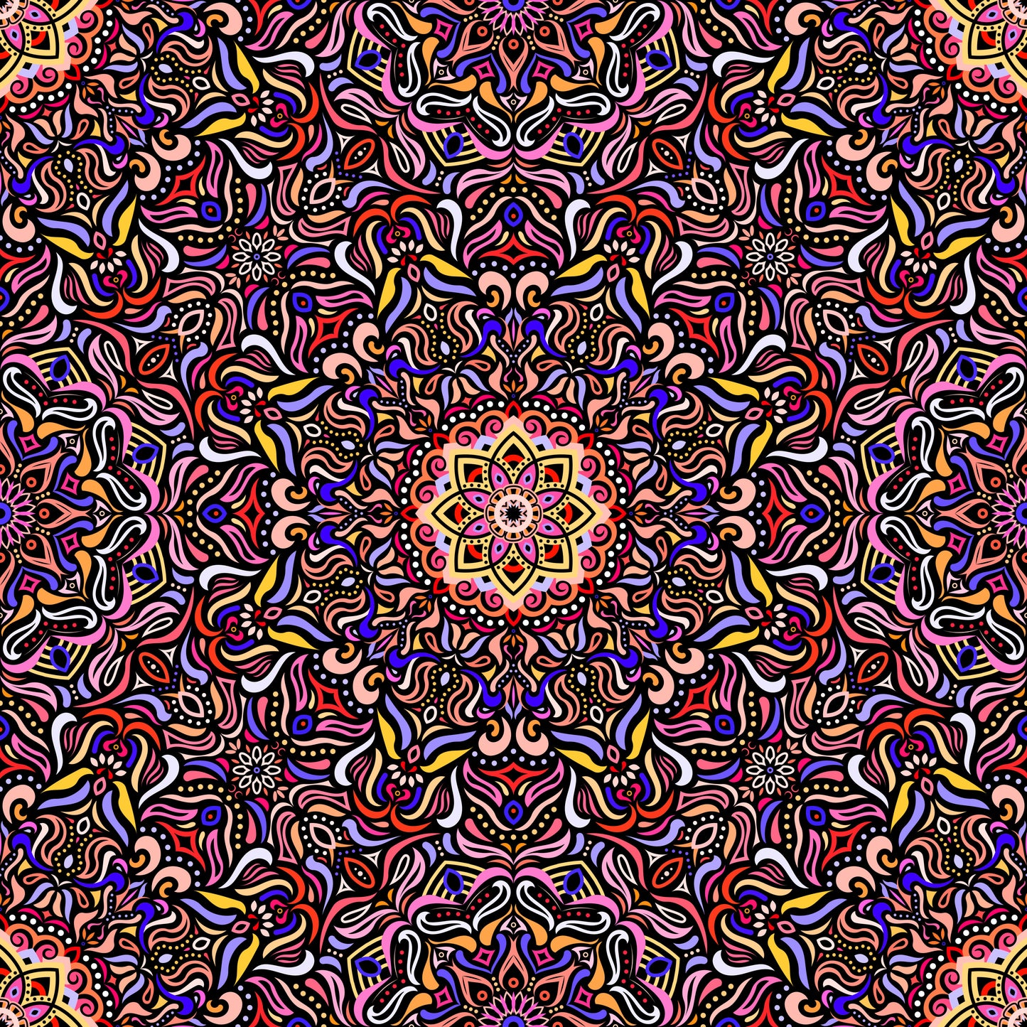 Red - Blue - Yellow Mandala Fabric 2009.1