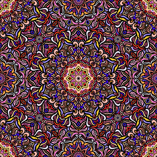 Red - Blue - Yellow Mandala Fabric 2009.1
