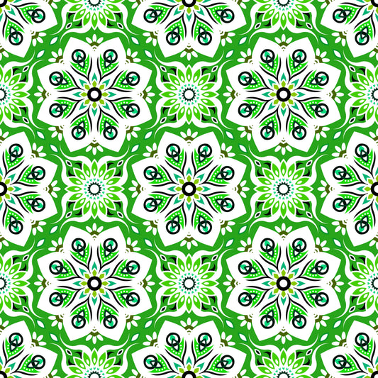 Green - Turquoise Mandala Fabric - 236i