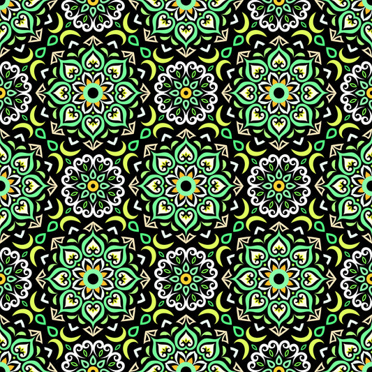 Green - Yellow Mandala Fabric - 213