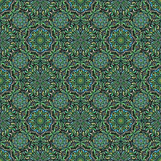 Green - Blue - Yellow Mandala Fabric 2009.4