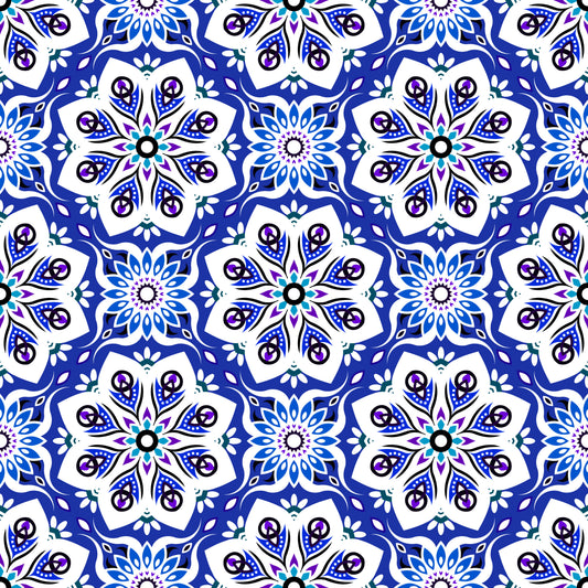 Blue - Purple Mandala Fabric - 236i
