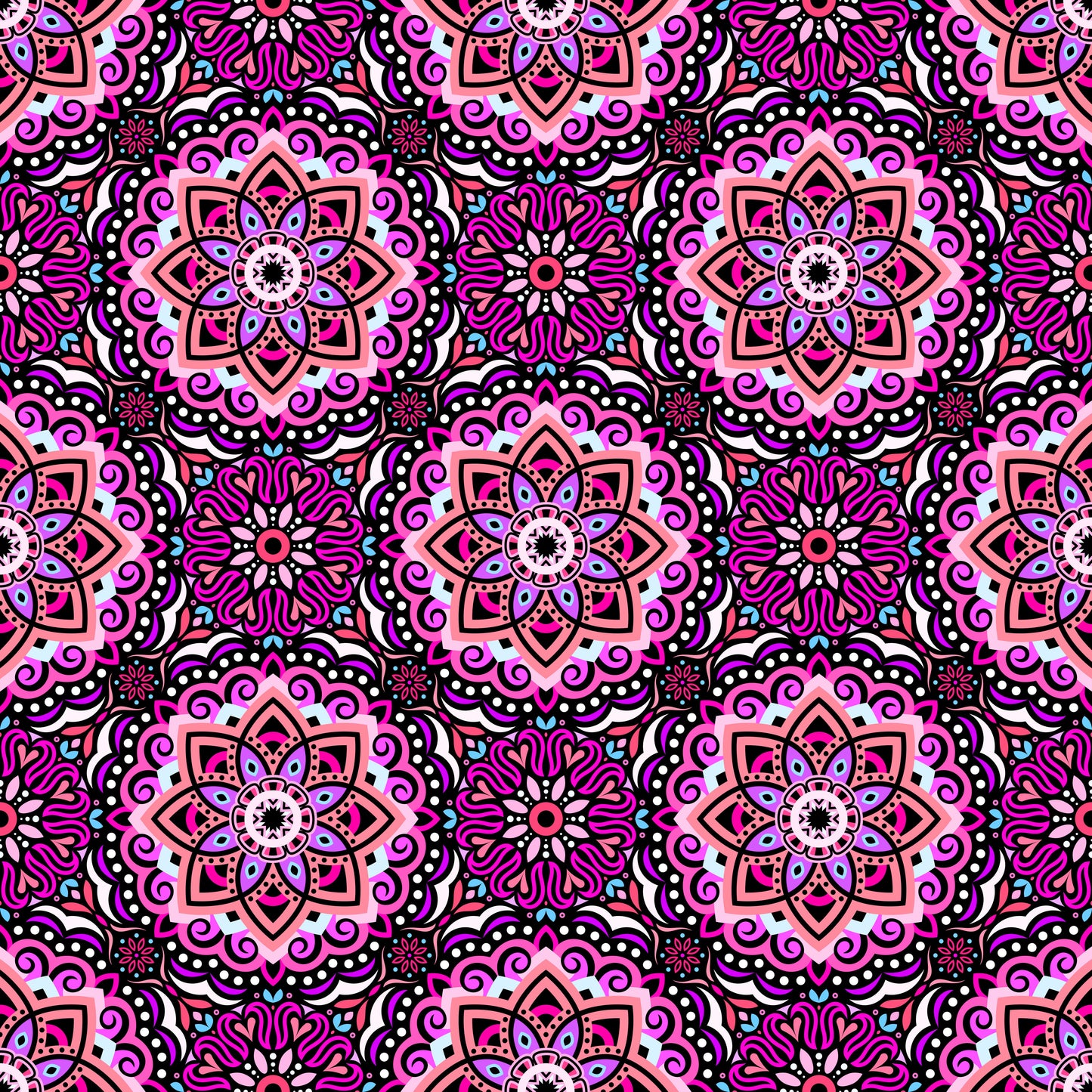 Pink - Purple - Blue Mandala Fabric 2009.3