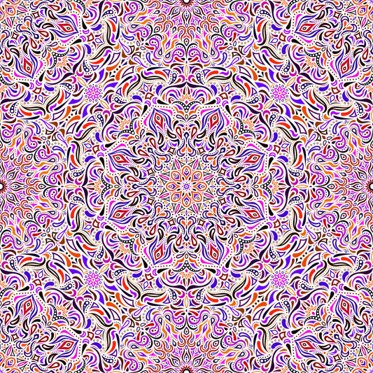Purple - Orange - Pink Mandala Fabric 2008.1i