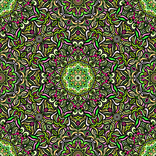 Green - Pink - Yellow Mandala Fabric 2009.1