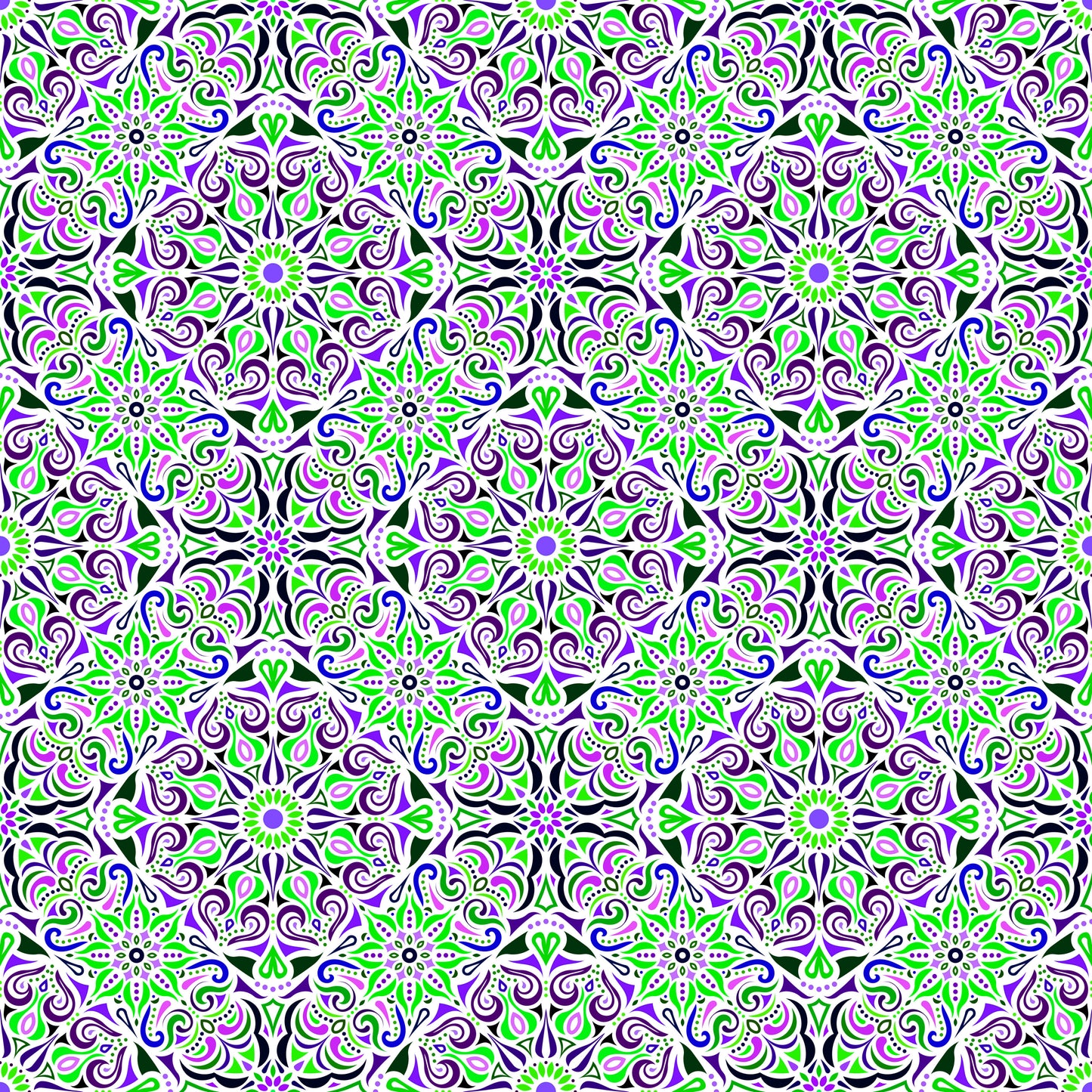 Green - Purple Mandala Fabric 2007.2i