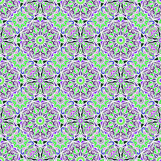 Green - Purple Mandala Fabric 2007.2i