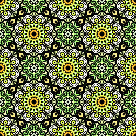 Yellow - Green Mandala Fabric - 193