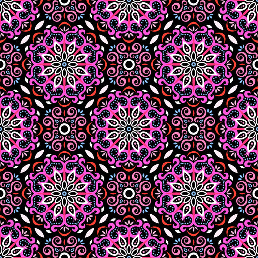 Pink - Red - Blue Mandala Fabric - 165