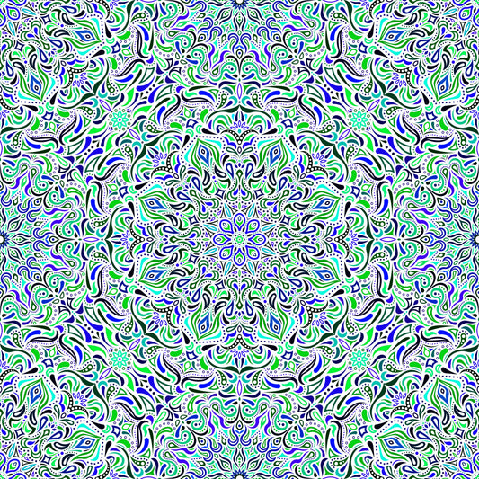Green - Blue - Turquoise Mandala Fabric 2008.1i