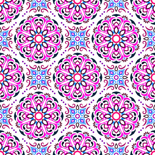 Pink - Blue - Purple Mandala Fabric - 160i