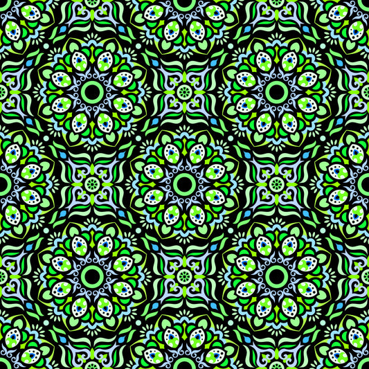 Green - Blue Mandala Fabric - 186