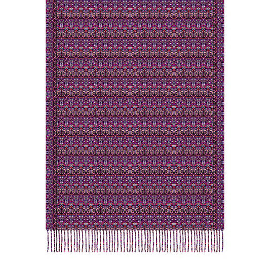 Pink - Purple - Red Abstract Doodle Scarf with Tassels