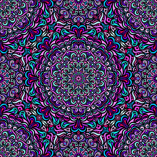 Purple - Turquoise - Pink Mandala Fabric 2005