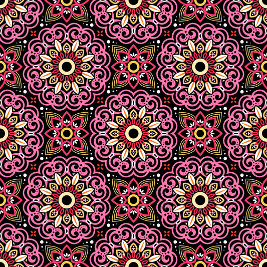 Red - Yellow Mandala Fabric - 149