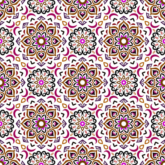 Brown - Maroon Mandala Fabric - 213i