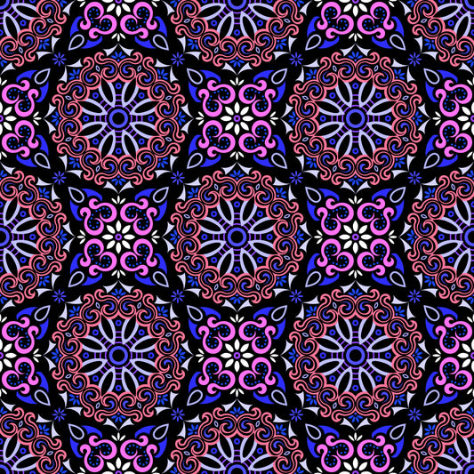 Pink - Blue Mandala Fabric - 166