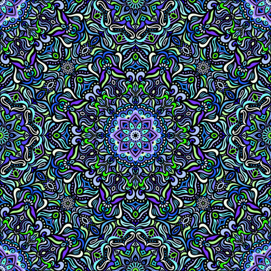 Blue - Turquoise - Green Mandala Fabric 2009.1