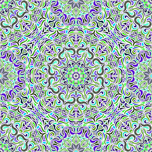Green - Blue - Turquoise Mandala Fabric 2006.3i