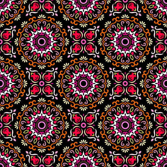Orange - Red - Yellow Mandala Fabric - 174