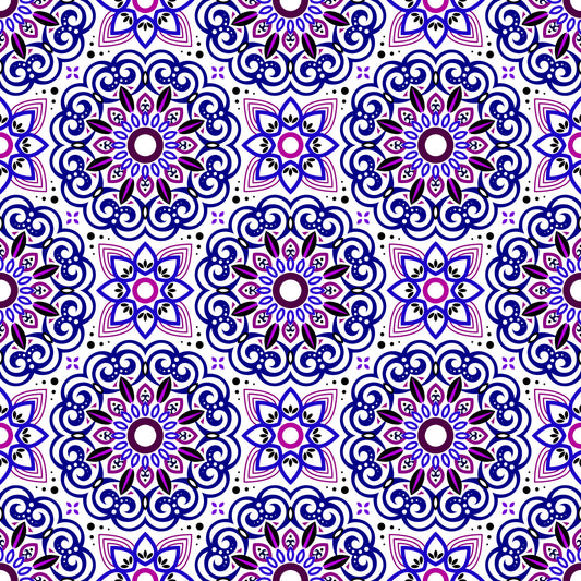 Blue - Purple Mandala Fabric - 149i