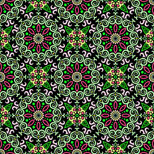 Green - Red Mandala Fabric - 138