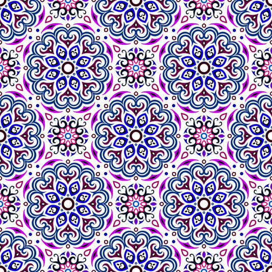 Blue - Purple - Red Mandala Fabric - 155i