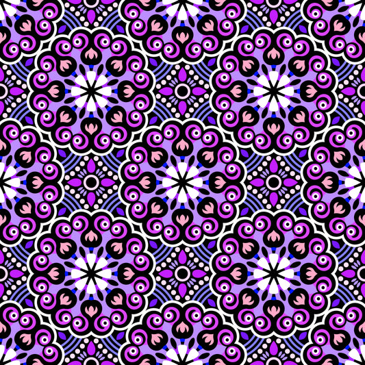 Purple - Pink - Blue Mandala Fabric - 132