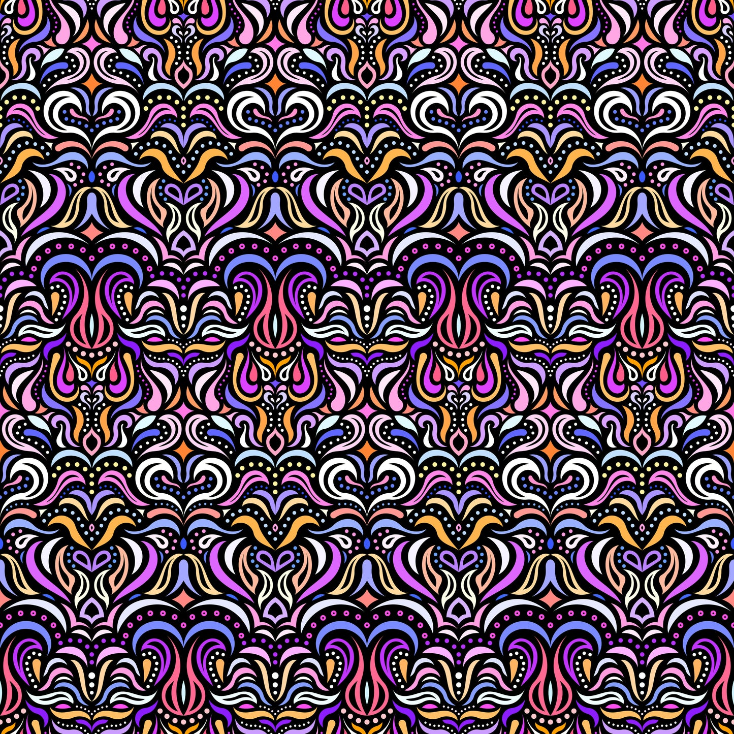 Pink - Yellow - Purple Abstract Doodle Fabric 1013.2