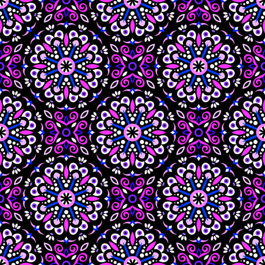 Pink - Blue - Purple Mandala Fabric - 156