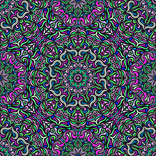 Green - Pink - Blue Mandala Fabric 2006.3