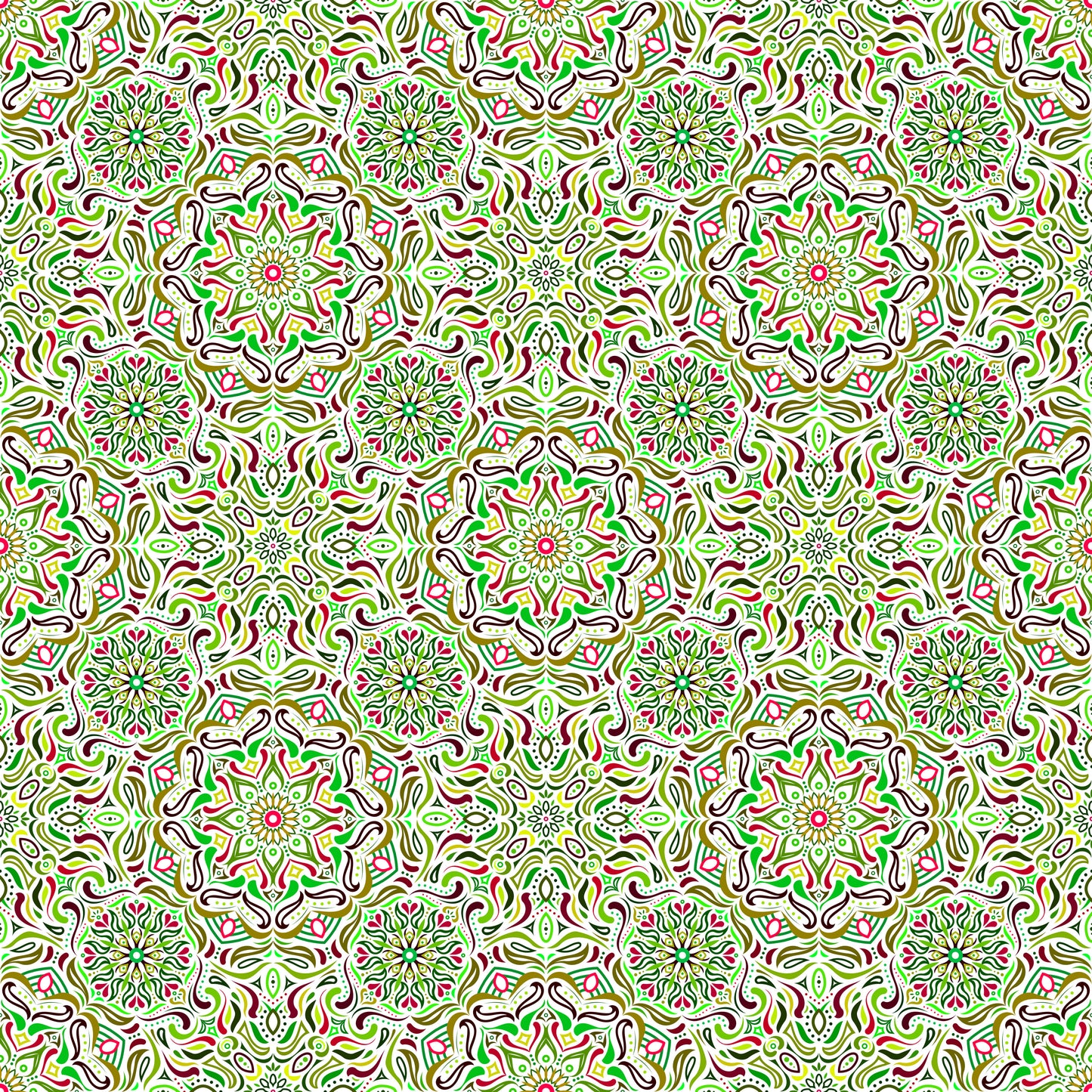 Green - Red Mandala Fabric 2009.4i