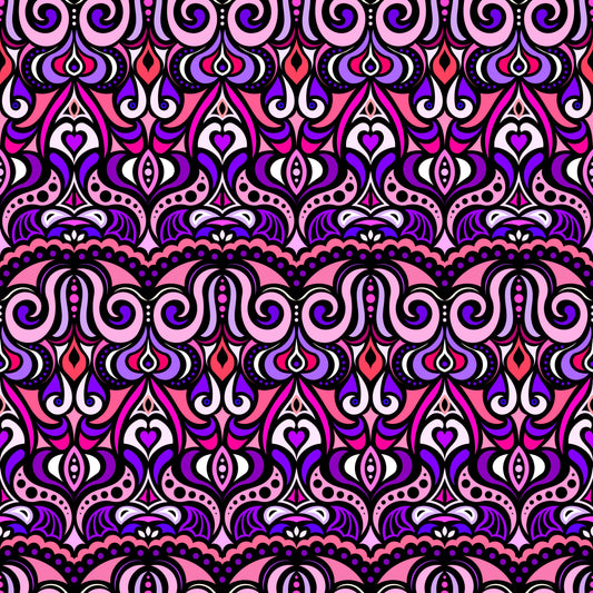 Pink - Purple Abstract Doodle Fabric 1010.2