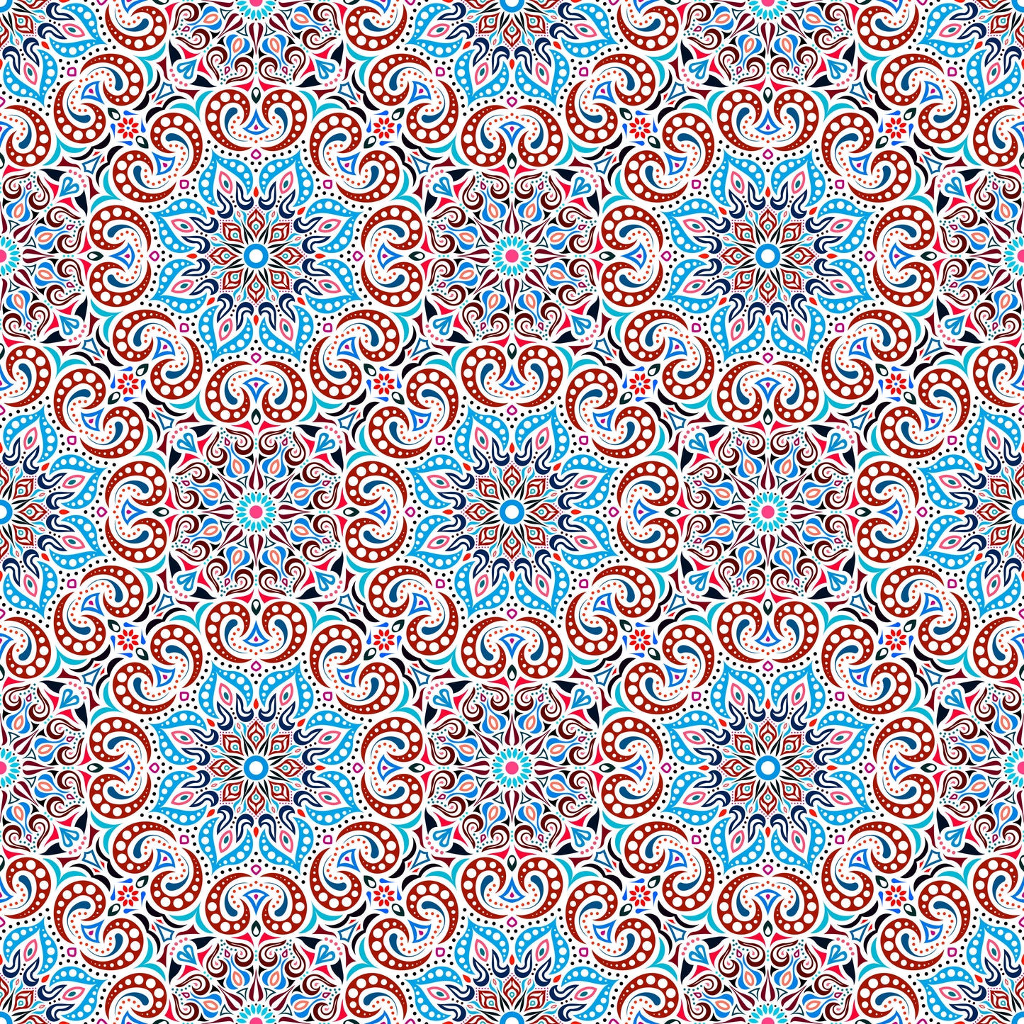 Blue - Brown - Red Mandala Fabric 2007.3i