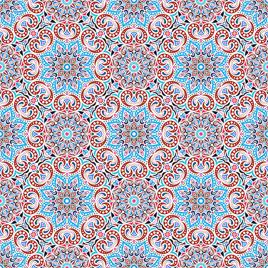 Blue - Brown - Red Mandala Fabric 2007.3i