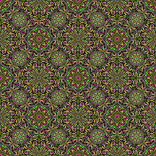 Yellow - Pink - Green Mandala Fabric 2009.4