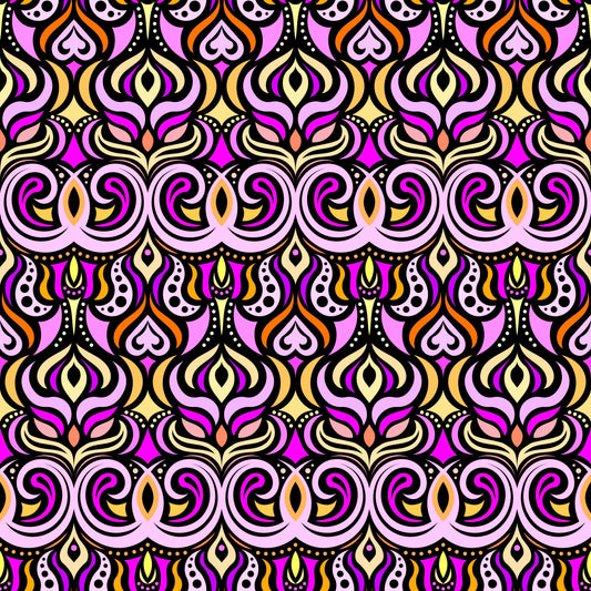 Pink - Orange - Yellow Abstract Doodle Fabric 1009.7