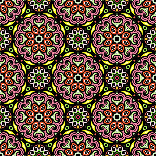 Orange - Yellow - Green Mandala Fabric - 155