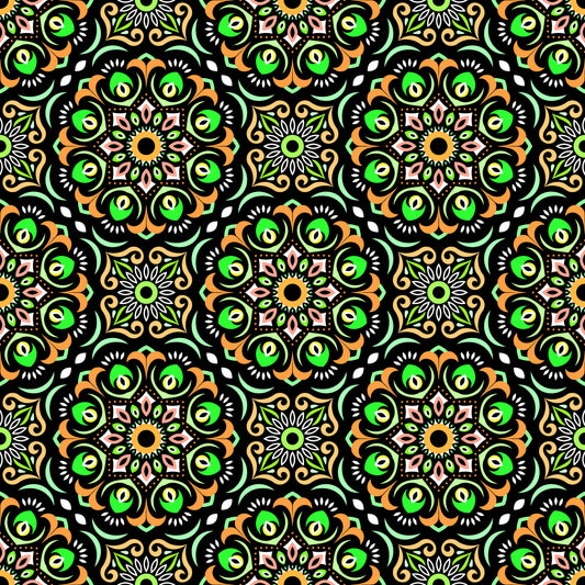 Yellow - Green Mandala Fabric - 209