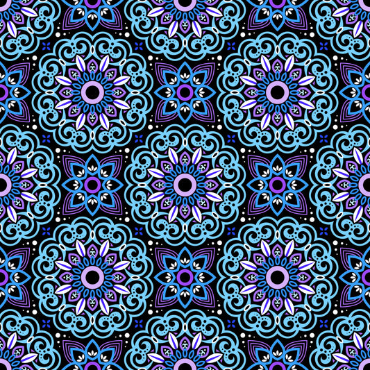 Blue - Purple Mandala Fabric - 149